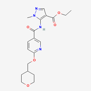 molecular formula C19H24N4O5 B2470767 ethyl 1-methyl-5-{6-[(oxan-4-yl)methoxy]pyridine-3-amido}-1H-pyrazole-4-carboxylate CAS No. 2034449-02-8