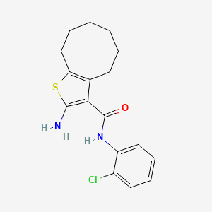 molecular formula C17H19ClN2OS B2470794 2-amino-N-(2-chlorophenyl)-4,5,6,7,8,9-hexahydrocycloocta[b]thiophene-3-carboxamide CAS No. 726144-24-7