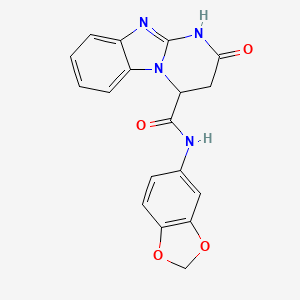 molecular formula C18H14N4O4 B2470831 N-(1,3-benzodioxol-5-yl)-2-oxo-1,2,3,4-tetrahydropyrimido[1,2-a]benzimidazole-4-carboxamide CAS No. 1040555-59-6