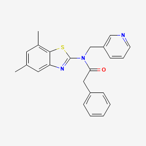 molecular formula C23H21N3OS B2470864 N-(5,7-dimethyl-1,3-benzothiazol-2-yl)-2-phenyl-N-[(pyridin-3-yl)methyl]acetamide CAS No. 895424-65-4