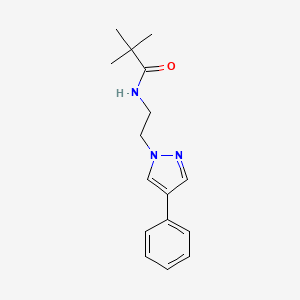 molecular formula C16H21N3O B2470876 N-(2-(4-phenyl-1H-pyrazol-1-yl)ethyl)pivalamide CAS No. 2034377-13-2