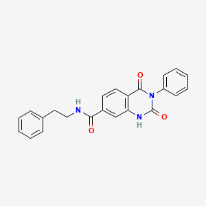 molecular formula C23H19N3O3 B2470901 2,4-dioxo-3-phenyl-N-(2-phenylethyl)-1,2,3,4-tetrahydroquinazoline-7-carboxamide CAS No. 958595-13-6