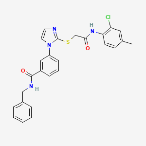 molecular formula C26H23ClN4O2S B2470916 N-benzyl-3-[2-({[(2-chloro-4-methylphenyl)carbamoyl]methyl}sulfanyl)-1H-imidazol-1-yl]benzamide CAS No. 1115403-41-2