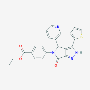 molecular formula C23H18N4O3S B247092 ETHYL 4-[6-OXO-4-(PYRIDIN-3-YL)-3-(THIOPHEN-2-YL)-1H,4H,5H,6H-PYRROLO[3,4-C]PYRAZOL-5-YL]BENZOATE 