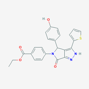 molecular formula C24H19N3O4S B247093 ethyl 4-(4-(4-hydroxyphenyl)-6-oxo-3-(2-thienyl)-4,6-dihydropyrrolo[3,4-c]pyrazol-5(1H)-yl)benzoate 