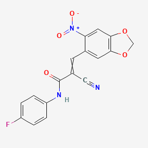 2-cyano-N-(4-fluorophenyl)-3-(6-nitro-2H-1,3-benzodioxol-5-yl)prop-2-enamide
