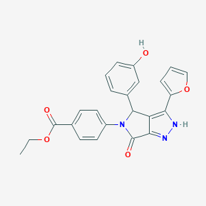 molecular formula C24H19N3O5 B247096 ethyl 4-(3-(2-furyl)-4-(3-hydroxyphenyl)-6-oxo-4,6-dihydropyrrolo[3,4-c]pyrazol-5(1H)-yl)benzoate 