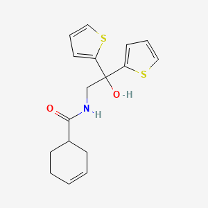 molecular formula C17H19NO2S2 B2470989 N-(2-hydroxy-2,2-di(thiophen-2-yl)ethyl)cyclohex-3-enecarboxamide CAS No. 2034486-25-2