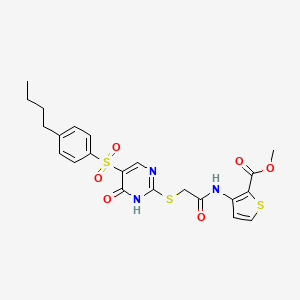 molecular formula C22H23N3O6S3 B2470996 methyl 3-(2-{[5-(4-butylbenzenesulfonyl)-6-oxo-1,6-dihydropyrimidin-2-yl]sulfanyl}acetamido)thiophene-2-carboxylate CAS No. 1223857-49-5