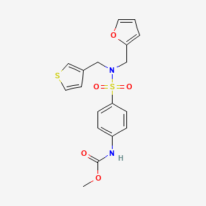 molecular formula C18H18N2O5S2 B2471003 methyl (4-(N-(furan-2-ylmethyl)-N-(thiophen-3-ylmethyl)sulfamoyl)phenyl)carbamate CAS No. 1797255-50-5