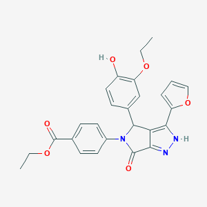 molecular formula C26H23N3O6 B247101 ethyl 4-(4-(3-ethoxy-4-hydroxyphenyl)-3-(2-furyl)-6-oxo-4,6-dihydropyrrolo[3,4-c]pyrazol-5(1H)-yl)benzoate 
