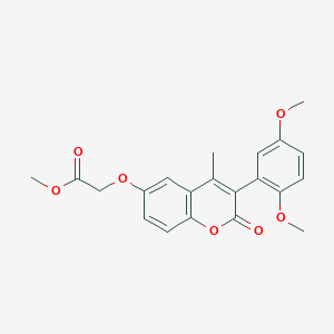 molecular formula C21H20O7 B2471012 methyl 2-{[3-(2,5-dimethoxyphenyl)-4-methyl-2-oxo-2H-chromen-6-yl]oxy}acetate CAS No. 864760-67-8