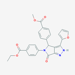 molecular formula C26H21N3O6 B247104 ethyl 4-(3-(2-furyl)-4-[4-(methoxycarbonyl)phenyl]-6-oxo-4,6-dihydropyrrolo[3,4-c]pyrazol-5(1H)-yl)benzoate 