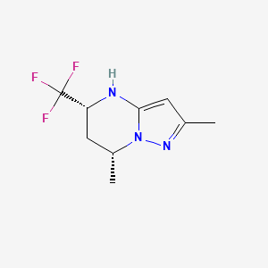 molecular formula C9H12F3N3 B2471057 (5R,7R)-2,7-Dimethyl-5-(trifluoromethyl)-4,5,6,7-tetrahydropyrazolo[1,5-a]pyrimidine CAS No. 2155840-45-0