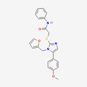 2-((1-(furan-2-ylmethyl)-5-(4-methoxyphenyl)-1H-imidazol-2-yl)thio)-N-phenylacetamide