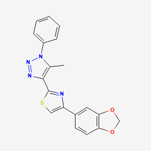 molecular formula C19H14N4O2S B2471178 4-[4-(1,3-benzodioxol-5-yl)-1,3-thiazol-2-yl]-5-methyl-1-phenyl-1H-1,2,3-triazole CAS No. 1207058-70-5