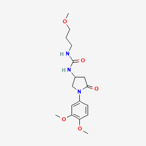 molecular formula C17H25N3O5 B2471183 1-[1-(3,4-Dimethoxyphenyl)-5-oxopyrrolidin-3-yl]-3-(3-methoxypropyl)urea CAS No. 877641-34-4