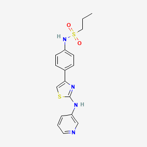 molecular formula C17H18N4O2S2 B2471195 N-(4-(2-(pyridin-3-ylamino)thiazol-4-yl)phenyl)propane-1-sulfonamide CAS No. 1797891-19-0