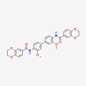 N,N'-(3,3'-dimethoxy-[1,1'-biphenyl]-4,4'-diyl)bis(2,3-dihydrobenzo[b][1,4]dioxine-6-carboxamide)
