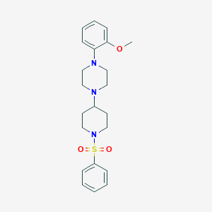 molecular formula C22H29N3O3S B247122 1-(2-Methoxyphenyl)-4-[1-(phenylsulfonyl)-4-piperidinyl]piperazine 
