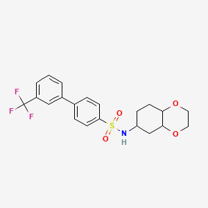 molecular formula C21H22F3NO4S B2471251 N-(octahydro-1,4-benzodioxin-6-yl)-3'-(trifluoromethyl)-[1,1'-biphenyl]-4-sulfonamide CAS No. 1902950-12-2