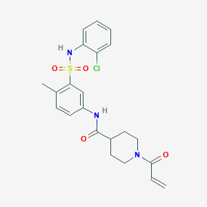 molecular formula C22H24ClN3O4S B2471252 N-[3-[(2-Chlorophenyl)sulfamoyl]-4-methylphenyl]-1-prop-2-enoylpiperidine-4-carboxamide CAS No. 2361718-41-2