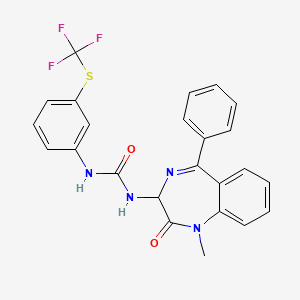 N-(2,5-diaza-2-methyl-3-oxo-6-phenylbicyclo[5.4.0]undeca-1(7),5,8,10-tetraen-4-yl)((3-(trifluoromethylthio)phenyl)amino)formamide