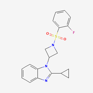 molecular formula C19H18FN3O2S B2471311 2-cyclopropyl-1-[1-(2-fluorobenzenesulfonyl)azetidin-3-yl]-1H-1,3-benzodiazole CAS No. 2379988-15-3