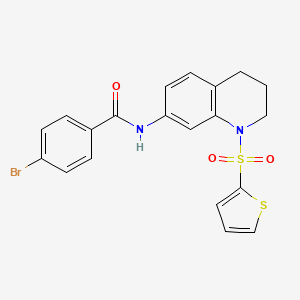molecular formula C20H17BrN2O3S2 B2471337 4-bromo-N-(1-(thiophen-2-ylsulfonyl)-1,2,3,4-tetrahydroquinolin-7-yl)benzamide CAS No. 898448-01-6