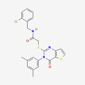 molecular formula C23H20ClN3O2S2 B2471352 N-(2-chlorobenzyl)-2-{[3-(3,5-dimethylphenyl)-4-oxo-3,4-dihydrothieno[3,2-d]pyrimidin-2-yl]sulfanyl}acetamide CAS No. 1260623-03-7