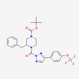 molecular formula C26H28F3N5O4 B2471359 tert-butyl 3-benzyl-4-[4-[4-(trifluoromethoxy)phenyl]triazole-2-carbonyl]piperazine-1-carboxylate CAS No. 2098969-71-0