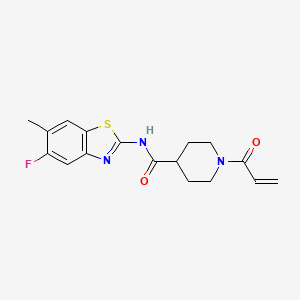 molecular formula C17H18FN3O2S B2471403 N-(5-fluoro-6-methyl-1,3-benzothiazol-2-yl)-1-(prop-2-enoyl)piperidine-4-carboxamide CAS No. 2411300-57-5