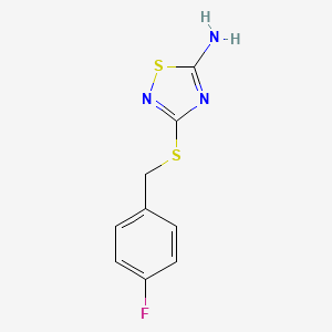molecular formula C9H8FN3S2 B2471417 3-(4-Fluoro-benzylsulfanyl)-[1,2,4]thiadiazol-5-ylamine CAS No. 446054-00-8