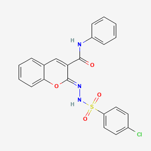molecular formula C22H16ClN3O4S B2471449 (2Z)-2-[(4-chlorobenzenesulfonamido)imino]-N-phenyl-2H-chromene-3-carboxamide CAS No. 866346-88-5