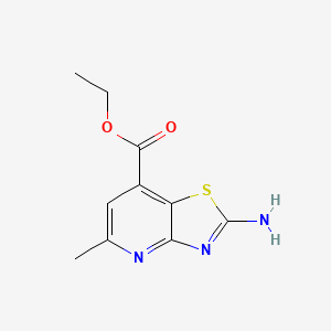 molecular formula C10H11N3O2S B2471452 ethyl2-amino-5-methyl-[1,3]thiazolo[4,5-b]pyridine-7-carboxylate CAS No. 2248392-18-7