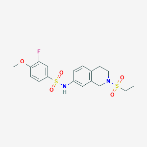 molecular formula C18H21FN2O5S2 B2471461 N-(2-(ethylsulfonyl)-1,2,3,4-tetrahydroisoquinolin-7-yl)-3-fluoro-4-methoxybenzenesulfonamide CAS No. 955252-21-8