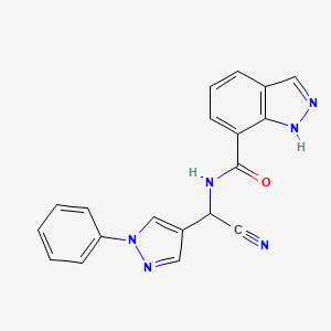 molecular formula C19H14N6O B2471467 N-[cyano(1-phenyl-1H-pyrazol-4-yl)methyl]-1H-indazole-7-carboxamide CAS No. 1355799-91-5