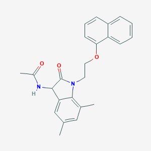 molecular formula C24H24N2O3 B247152 N-{5,7-dimethyl-1-[2-(1-naphthyloxy)ethyl]-2-oxo-2,3-dihydro-1H-indol-3-yl}acetamide 