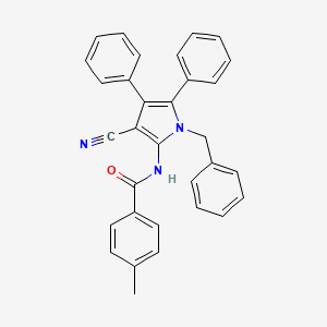 molecular formula C32H25N3O B2471552 N-(1-benzyl-3-cyano-4,5-diphenylpyrrol-2-yl)-4-methylbenzamide CAS No. 477887-15-3