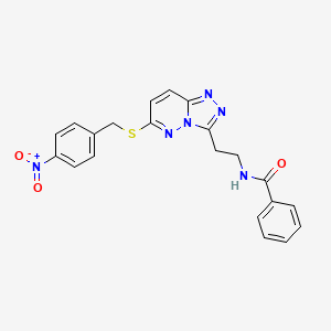molecular formula C21H18N6O3S B2471553 N-(2-(6-((4-nitrobenzyl)thio)-[1,2,4]triazolo[4,3-b]pyridazin-3-yl)ethyl)benzamide CAS No. 872994-33-7