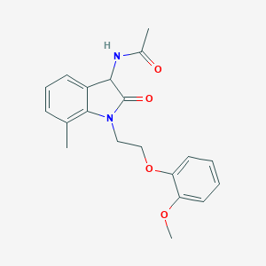 molecular formula C20H22N2O4 B247158 N-{1-[2-(2-methoxyphenoxy)ethyl]-7-methyl-2-oxo-2,3-dihydro-1H-indol-3-yl}acetamide 