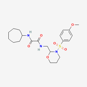 molecular formula C21H31N3O6S B2471616 N'-cycloheptyl-N-{[3-(4-methoxybenzenesulfonyl)-1,3-oxazinan-2-yl]methyl}ethanediamide CAS No. 872880-80-3
