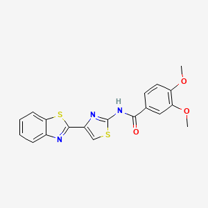molecular formula C19H15N3O3S2 B2471645 N-[4-(1,3-benzothiazol-2-yl)-1,3-thiazol-2-yl]-3,4-dimethoxybenzamide CAS No. 477486-43-4