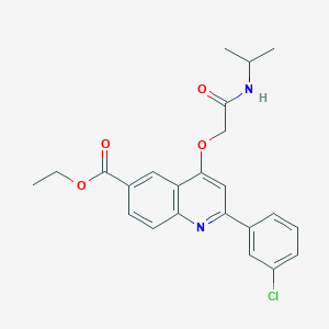 molecular formula C23H23ClN2O4 B2471652 ethyl 2-(3-chlorophenyl)-4-{[(propan-2-yl)carbamoyl]methoxy}quinoline-6-carboxylate CAS No. 1114835-77-6