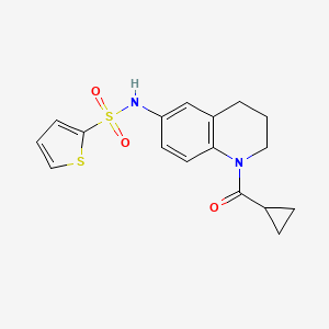 molecular formula C17H18N2O3S2 B2471674 N-(1-cyclopropanecarbonyl-1,2,3,4-tetrahydroquinolin-6-yl)thiophene-2-sulfonamide CAS No. 932502-64-2