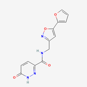 molecular formula C13H10N4O4 B2471697 N-((5-(furan-2-yl)isoxazol-3-yl)methyl)-6-oxo-1,6-dihydropyridazine-3-carboxamide CAS No. 1211096-89-7
