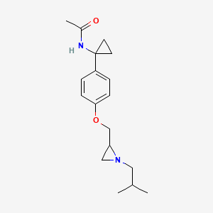 molecular formula C18H26N2O2 B2471706 N-[1-(4-{[1-(2-methylpropyl)aziridin-2-yl]methoxy}phenyl)cyclopropyl]acetamide CAS No. 2418692-41-6