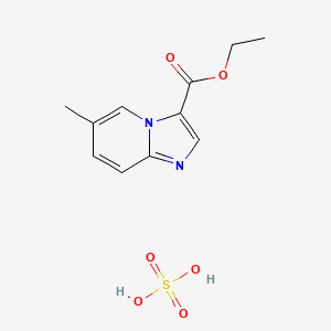 molecular formula C11H14N2O6S B2471720 Ethyl 6-methylimidazo[1,2-a]pyridine-3-carboxylate;sulfuric acid CAS No. 1397197-83-9
