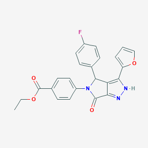 molecular formula C24H18FN3O4 B247173 ETHYL 4-[4-(4-FLUOROPHENYL)-3-(FURAN-2-YL)-6-OXO-1H,4H,5H,6H-PYRROLO[3,4-C]PYRAZOL-5-YL]BENZOATE 