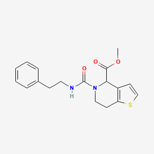 molecular formula C18H20N2O3S B2471734 Methyl 5-(phenethylcarbamoyl)-4,5,6,7-tetrahydrothieno[3,2-c]pyridine-4-carboxylate CAS No. 1428347-35-6